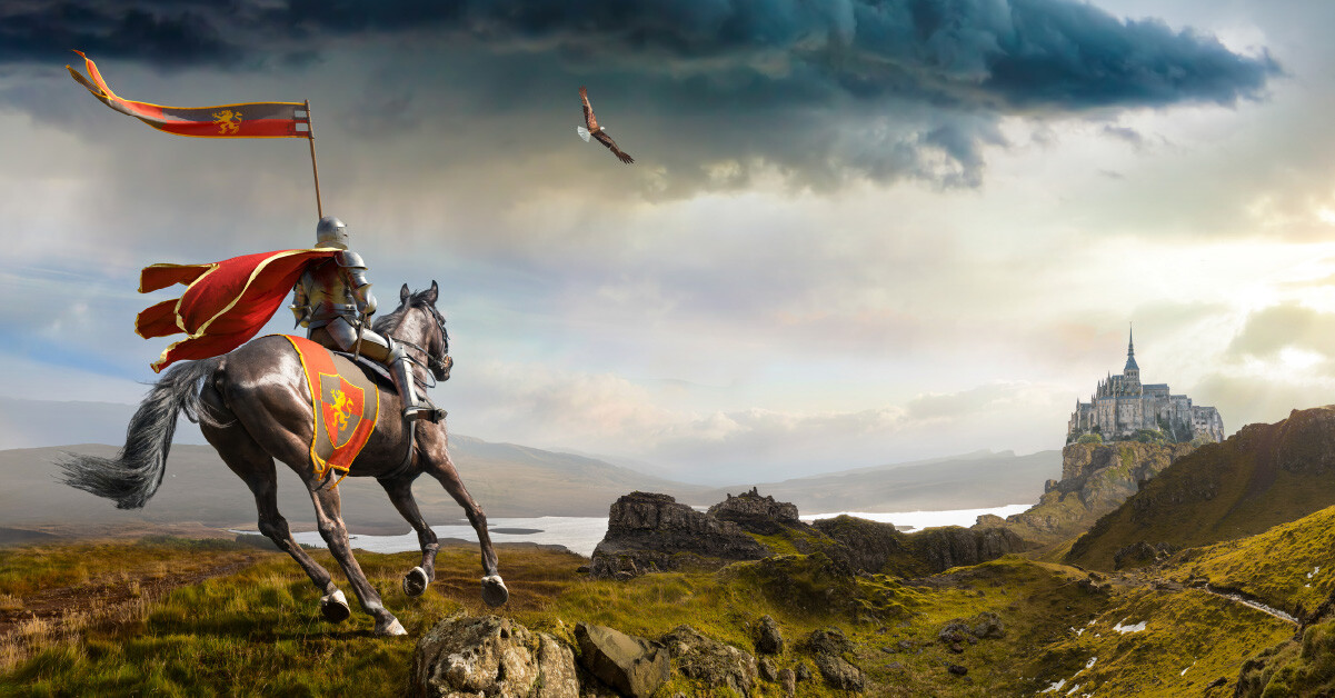 A human firewall in cybersecurity, as depicted by a knight guarding their castle.