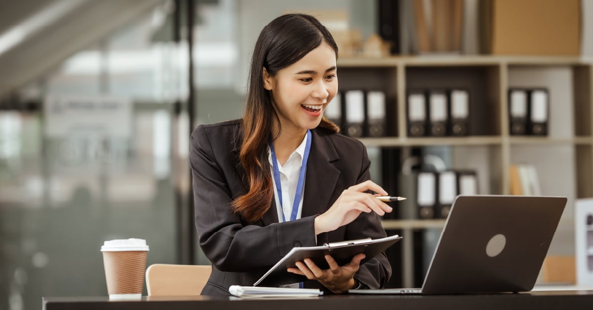 Employee using a laptop