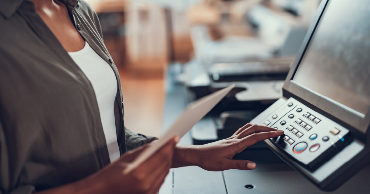 Employee using office printer