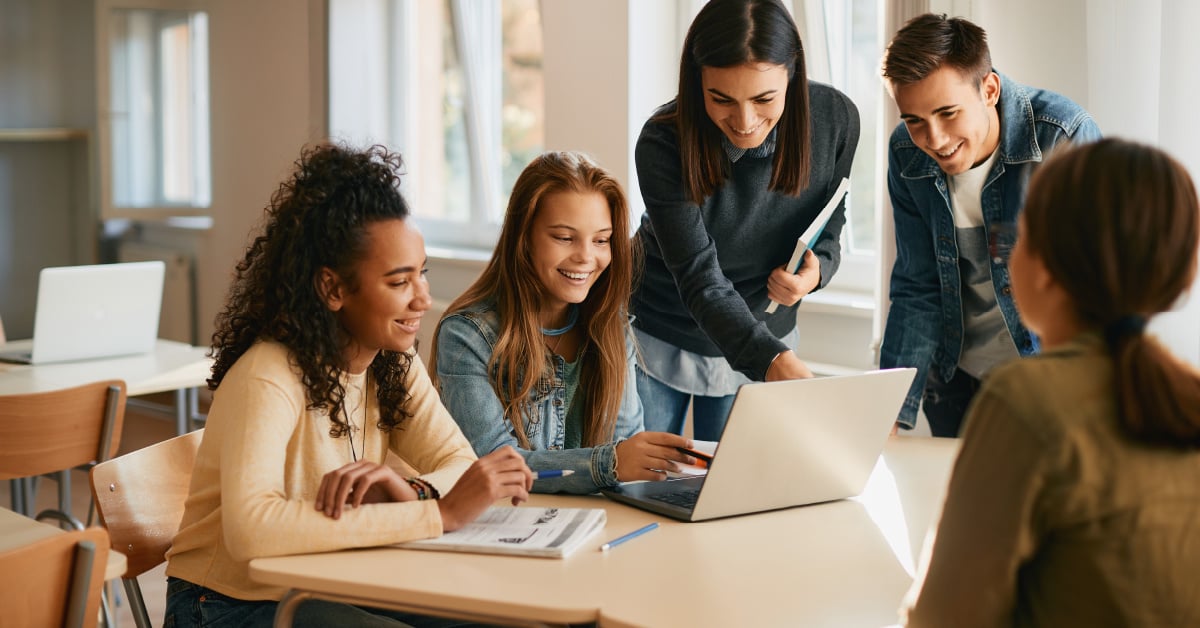 Students using a laptop