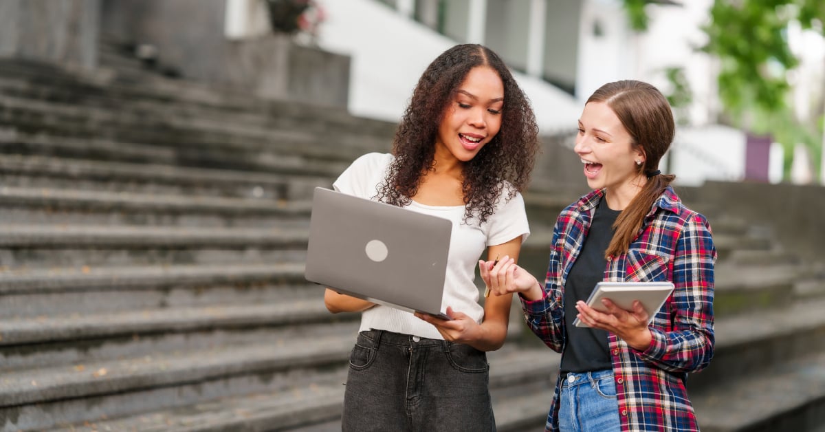 Students using secure laptop